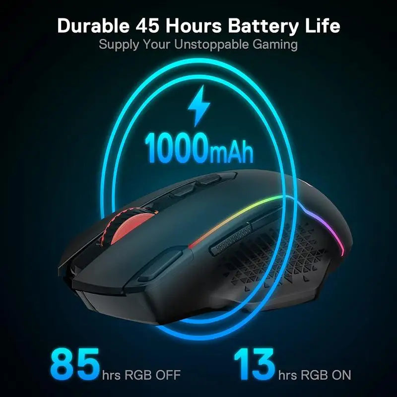 Pro Wireless Gaming Mouse w/ Rapid Fire Key, 8 Macro Buttons, Black/White Mouse
