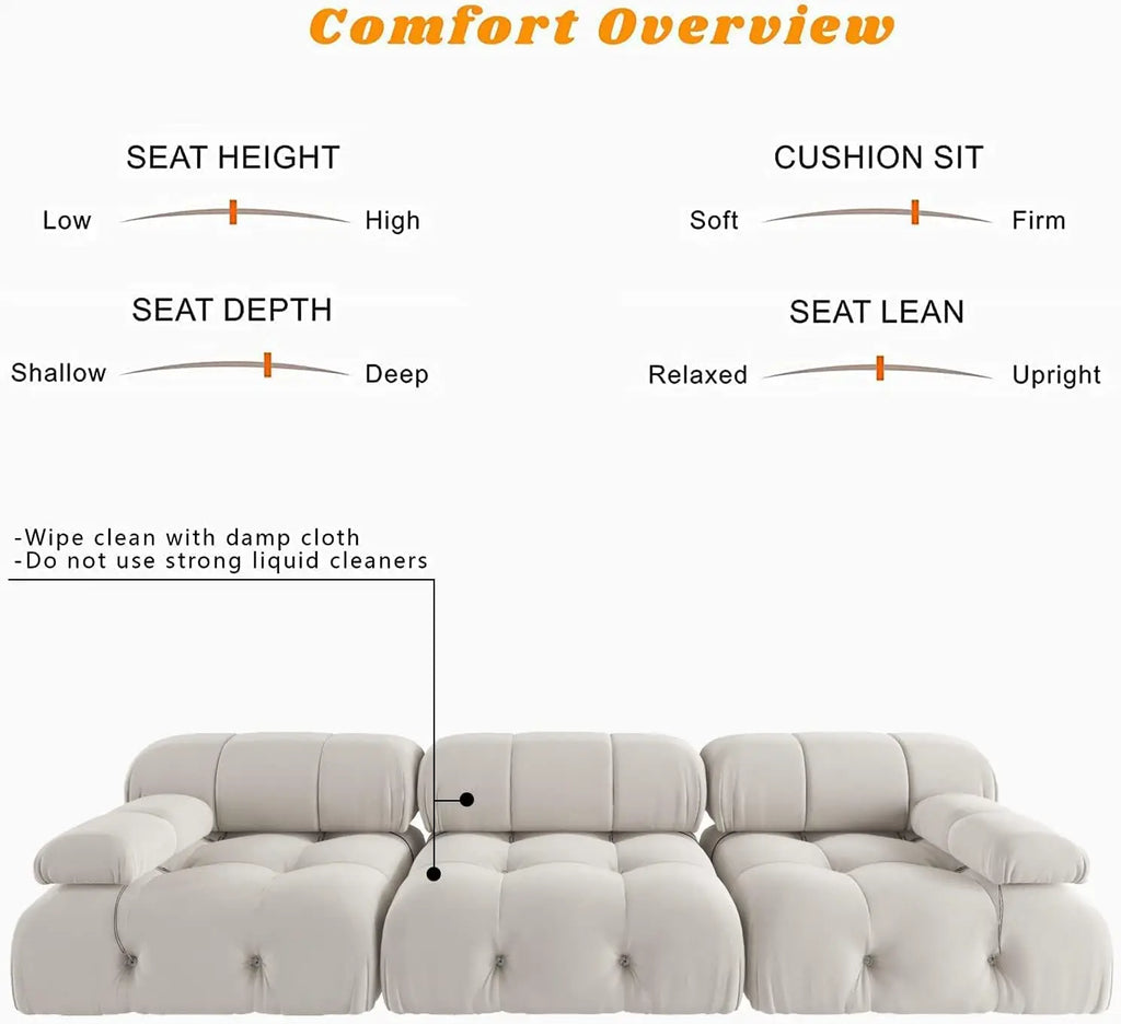 104" Modern Velvet Convertible Couches 3 Seats