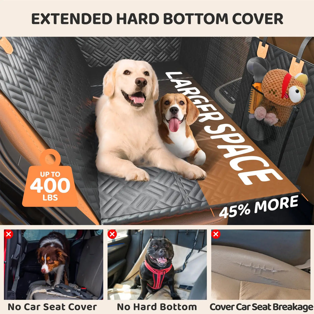 Hard Bottom Rear Seat Extender, Load-Bearing 400 Pounds, 600D Heavy-Duty Anti-Scratch Washable