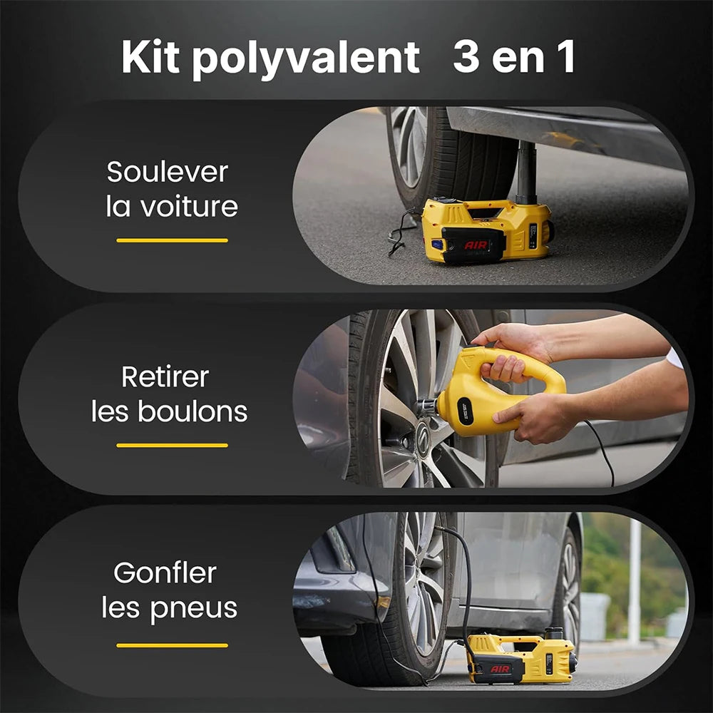 Electric Car Jack 5T Electric Hydraulic Jack with Built-In Inflator 12V Tire Changer with LED Light for Sedan SUV Truck