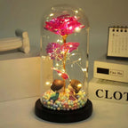 Mothers Day Rose Gifts, Eternal Crystal Flower Light Up Rose in Glass Dome with Butterfly Moth