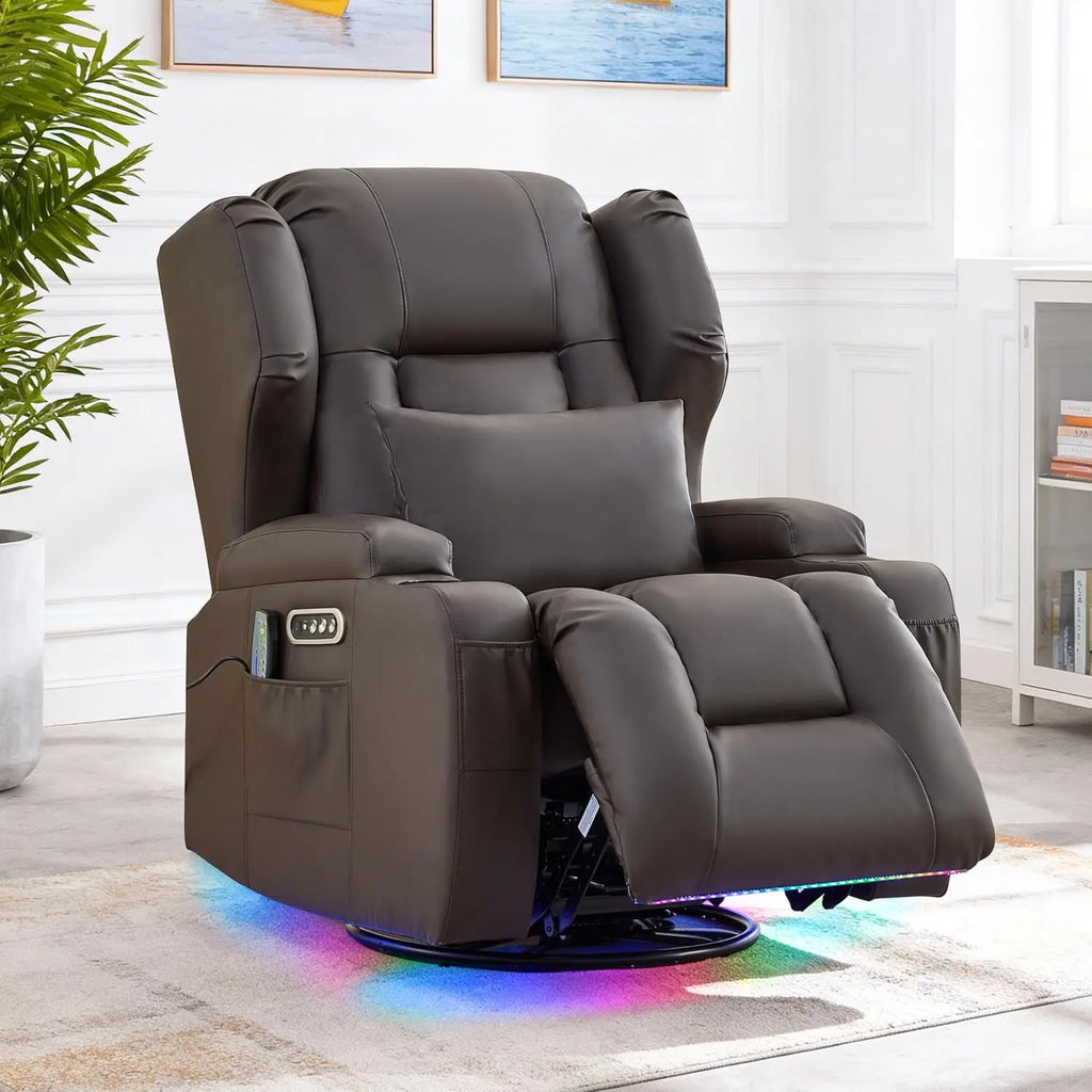 Dual Motor Power Swivel Rocker Recliner Chair with Massage & Heat
