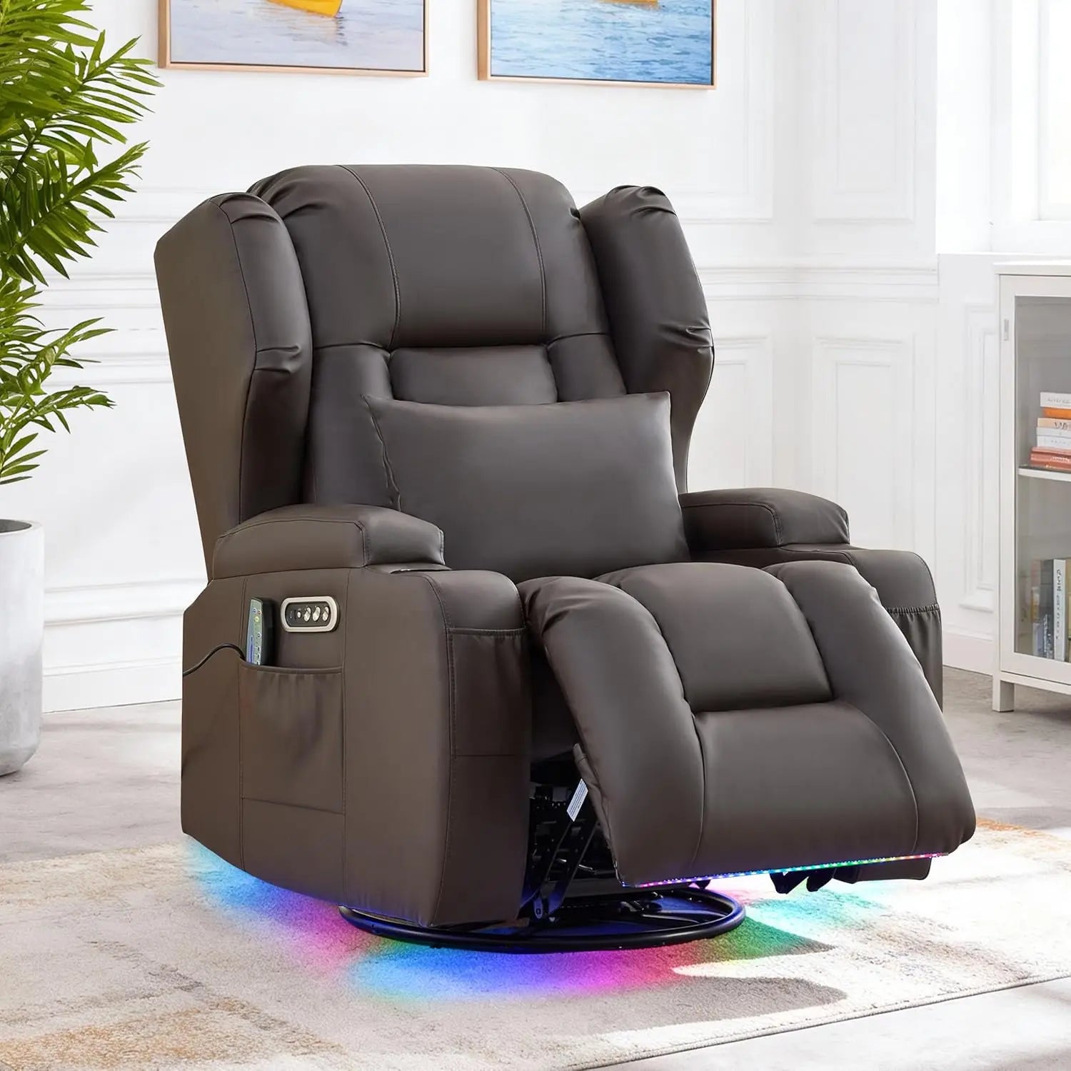 Dual Motor Power Swivel Rocker Recliner Chair with Massage & Heat
