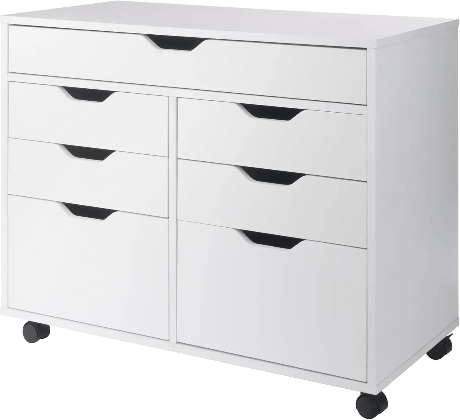 Mobile Cabinet with 5 Drawers and Side Storage