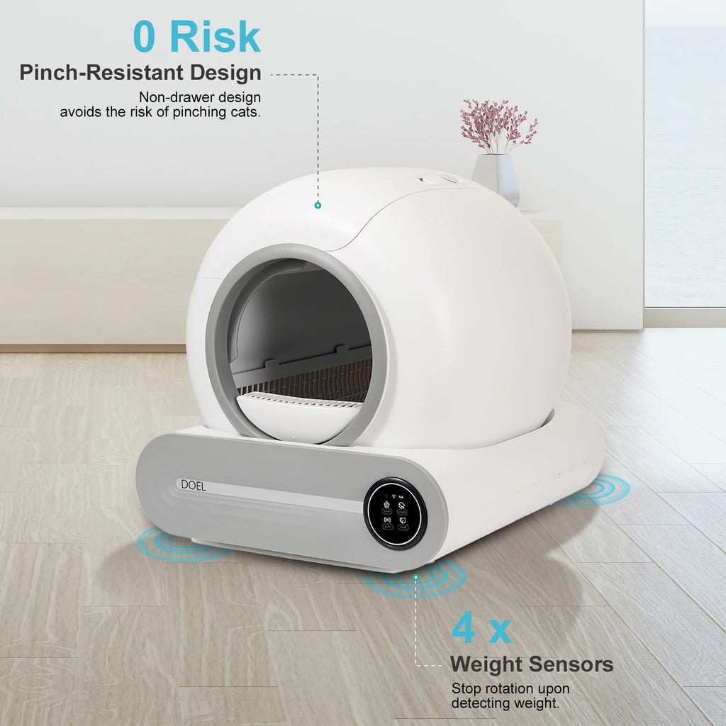 Automatic Smart Litter Box, Self-Cleaning Cat Litter Box 65L Large Capacity, APP Control, 2.4G WiFi Only, Ion Odor Neutralization, Compatible with Clumping Litters, Ideal for Multi-Cat Homes