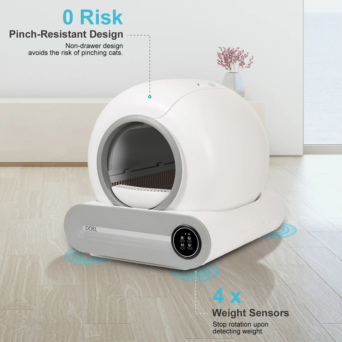Automatic Smart Litter Box, Self-Cleaning Cat Litter Box 65L Large Capacity, APP Control, 2.4G WiFi Only, Ion Odor Neutralization, Compatible with Clumping Litters, Ideal for Multi-Cat Homes