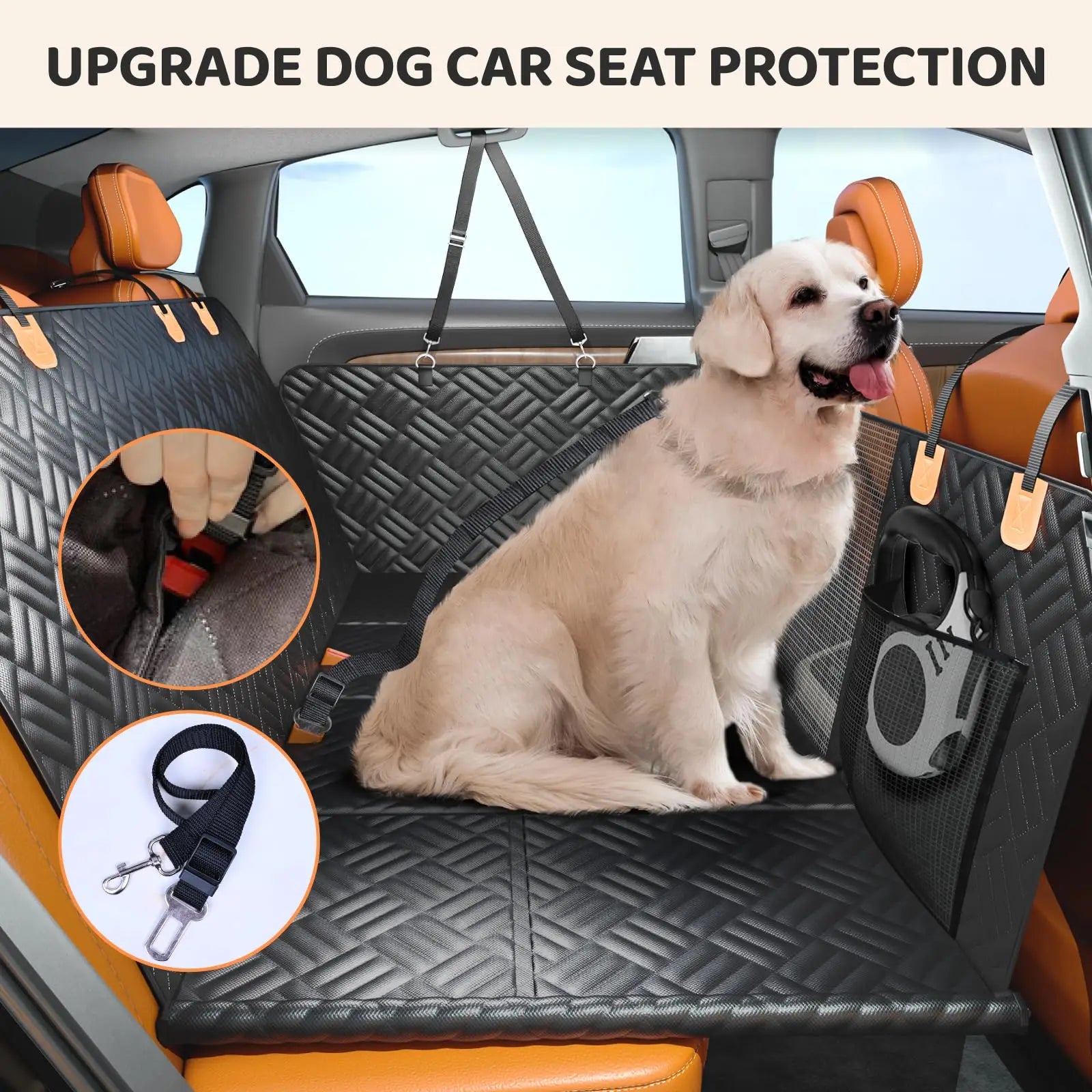 Hard Bottom Rear Seat Extender, Load-Bearing 400 Pounds, 600D Heavy-Duty Anti-Scratch Washable