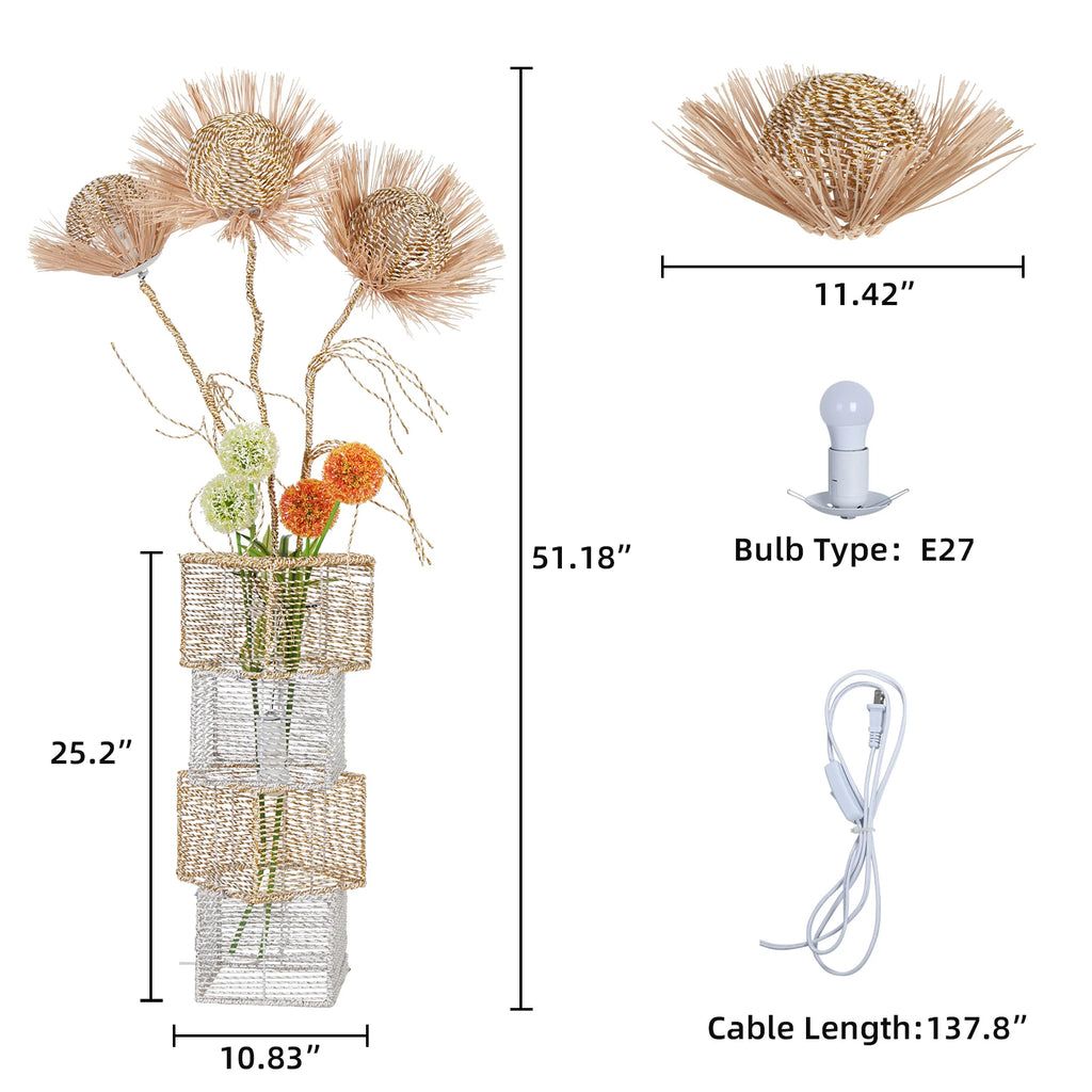 Modern Rattan Floor Lamp Dimmable Standing Floor Lamp