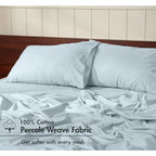 100% Cotton Percale Sheets Crisp Cooling Summer Bed Sheets for Hot Sleepers, Deep Pocket 12", Soft Peach Finish