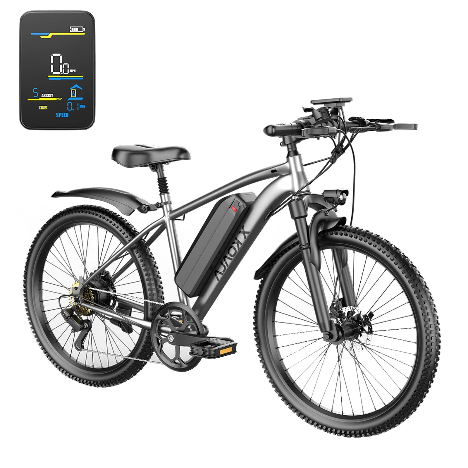 26'' Electric Bike for Adults 1000W Peak Motor 40 Miles 25MPH Commuter EBike 7 Speed Waterproof Pedal Assit Electric Mountain