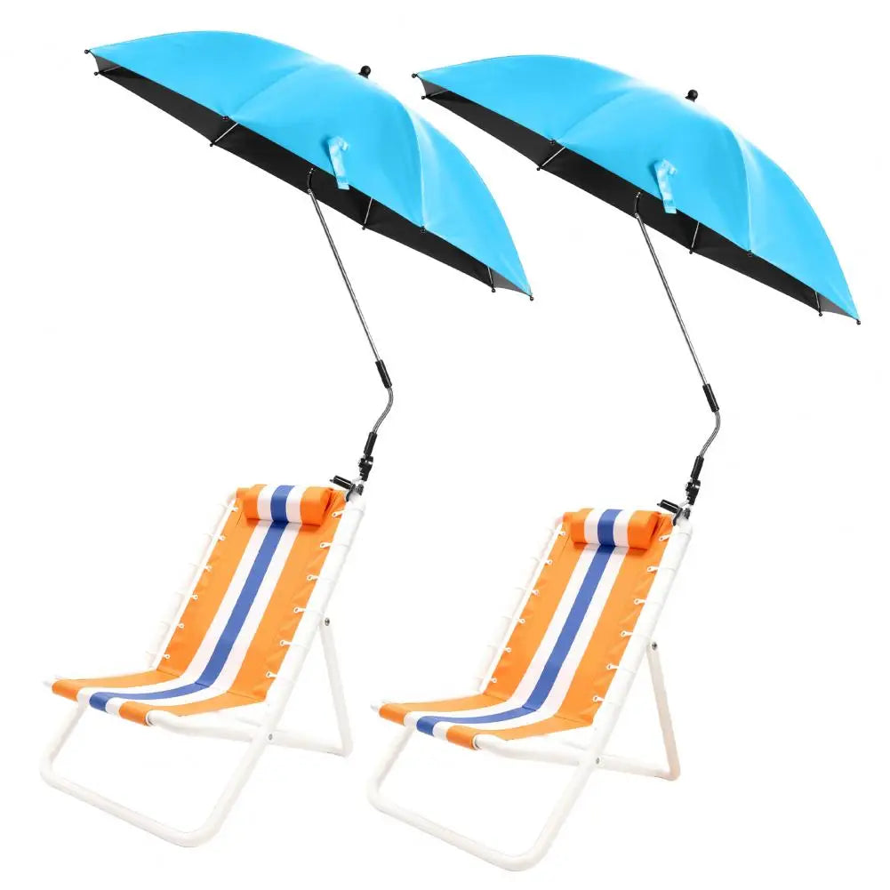2 Pack 48 Inch Heavy Duty Beach Chair Umbrella, UPF50+ Sunshade with Strong Grip Clip