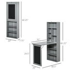 Homcom Fold-Out Convertible Office Desk, Wall Mount Computer Desk with Blackboard and Side Shelf