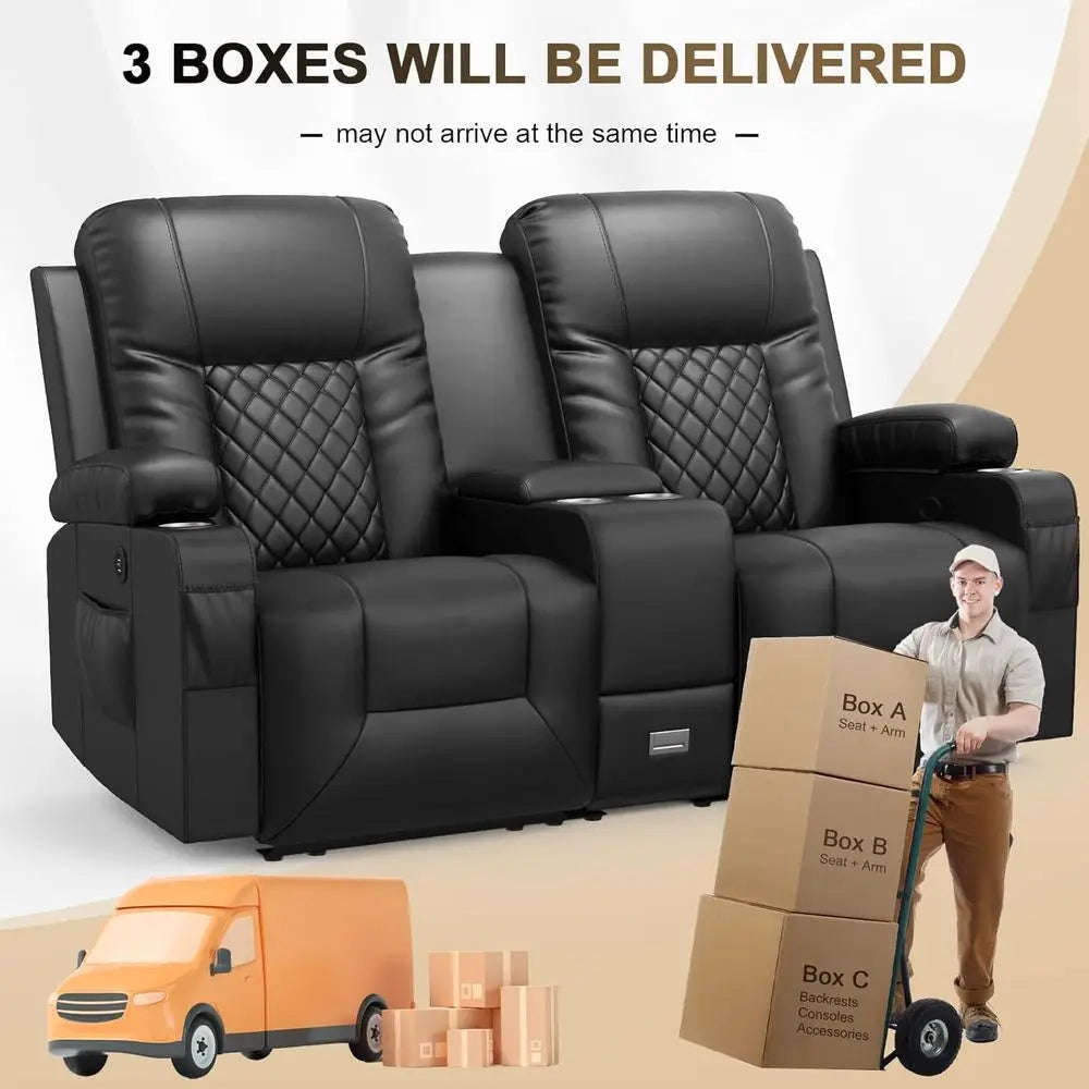Dual Reclining Loveseat with Storage, USB Ports, Cup and Phone Holders