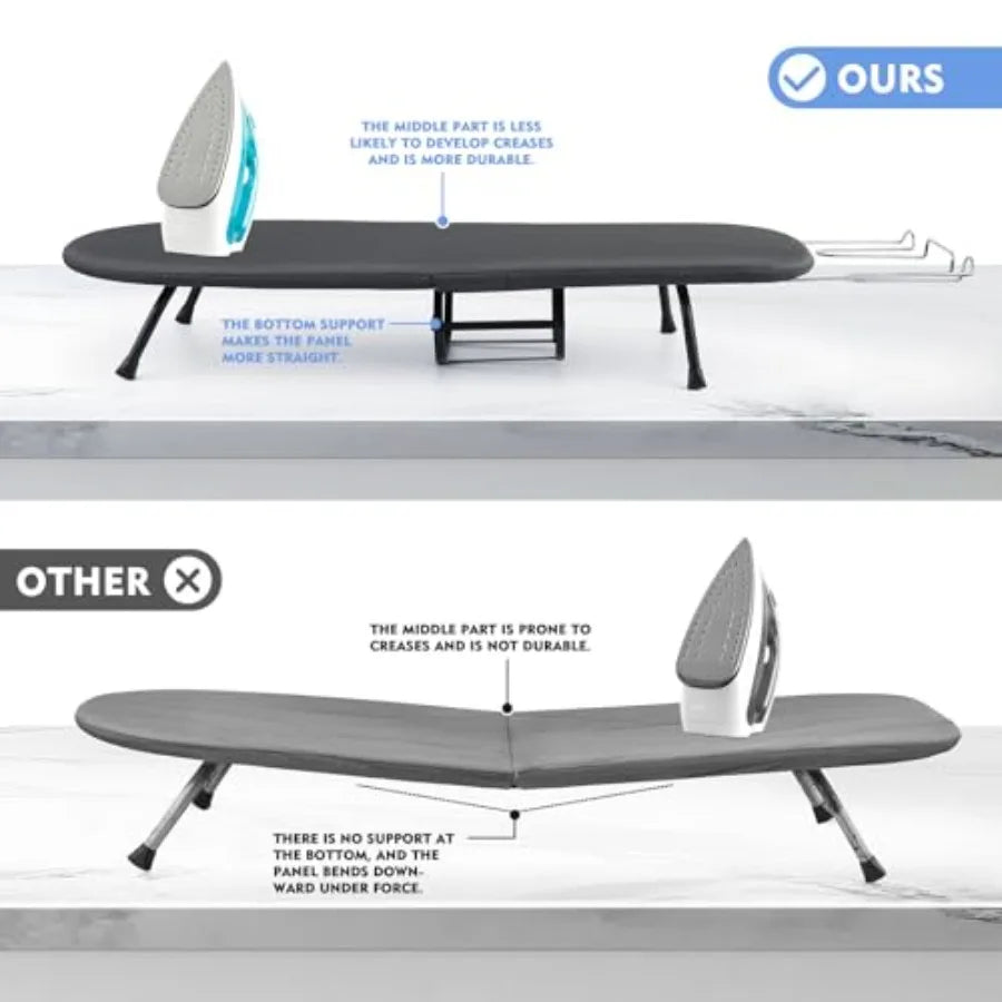 Small Ironing Board, Foldable Table Top Ompact Portable Mini Ironing Board w/Iron Rest, Set for Dorm Rooms, RVs, Travel