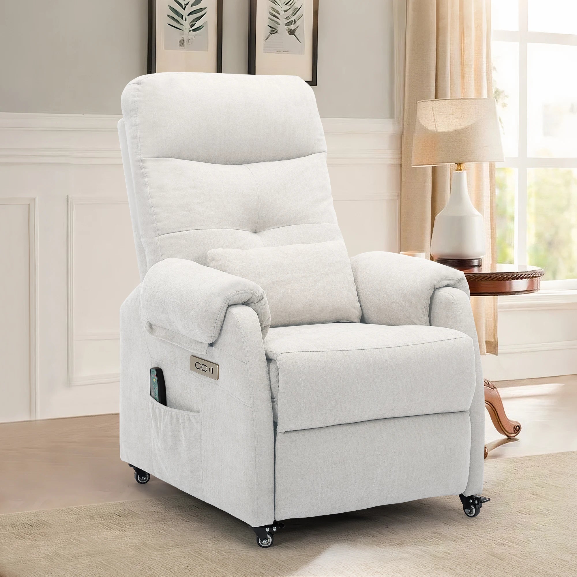 Power Small Recliner Chair for Small Spaces with Wheels and USB Ports