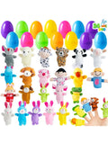 24 Pcs Easter Eggs Prefilled with Cartoon Animal Puppets Easter Hunt Basket Stuffers
