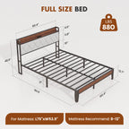 Heavy Duty Metal Bed Frame with Headboard Charging Station 1100lbs Capacity Easy Assembly For Bedroom