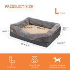 L XL 2XL 3XL Dog Bed, Super Soft Orthopedic Foam Pet Bed with Cotton-padded Bolster and Removable Cover