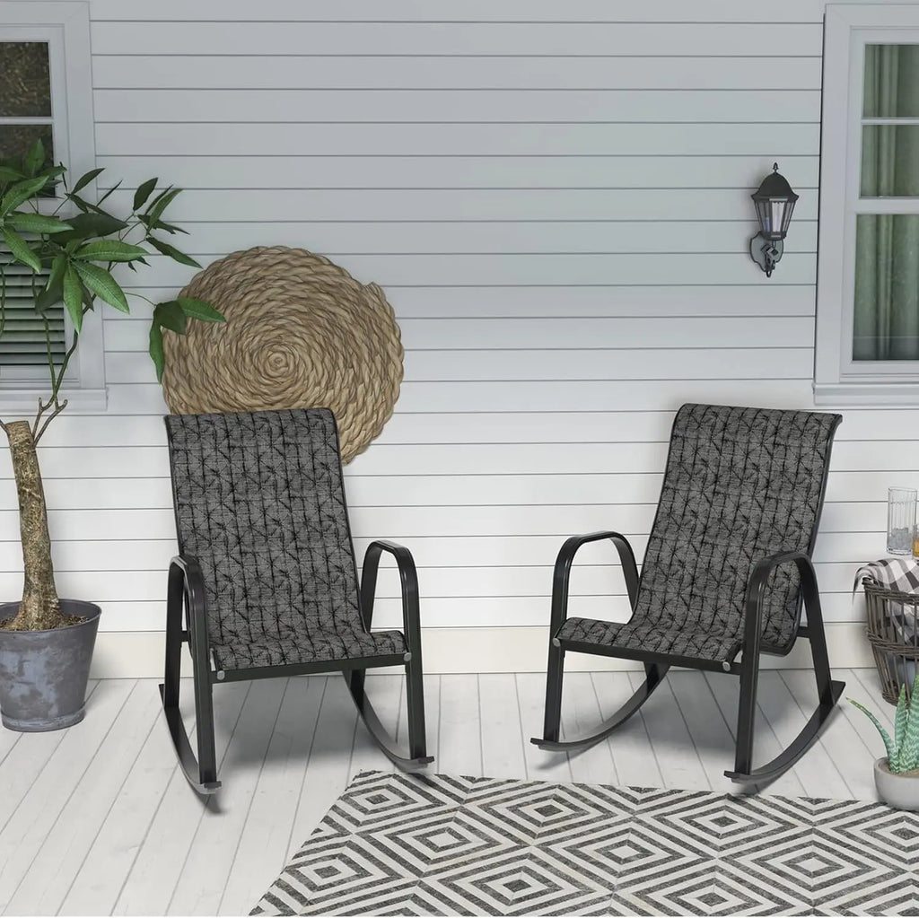 Outdoor E-coated Steel Rocker Seating for Front Porch Garden Patio Backyard