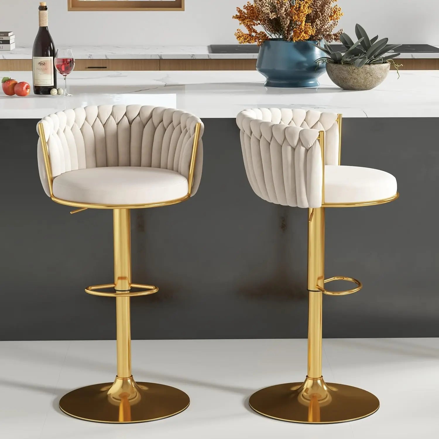 27″ Counter Stools with Upholstered Backrest