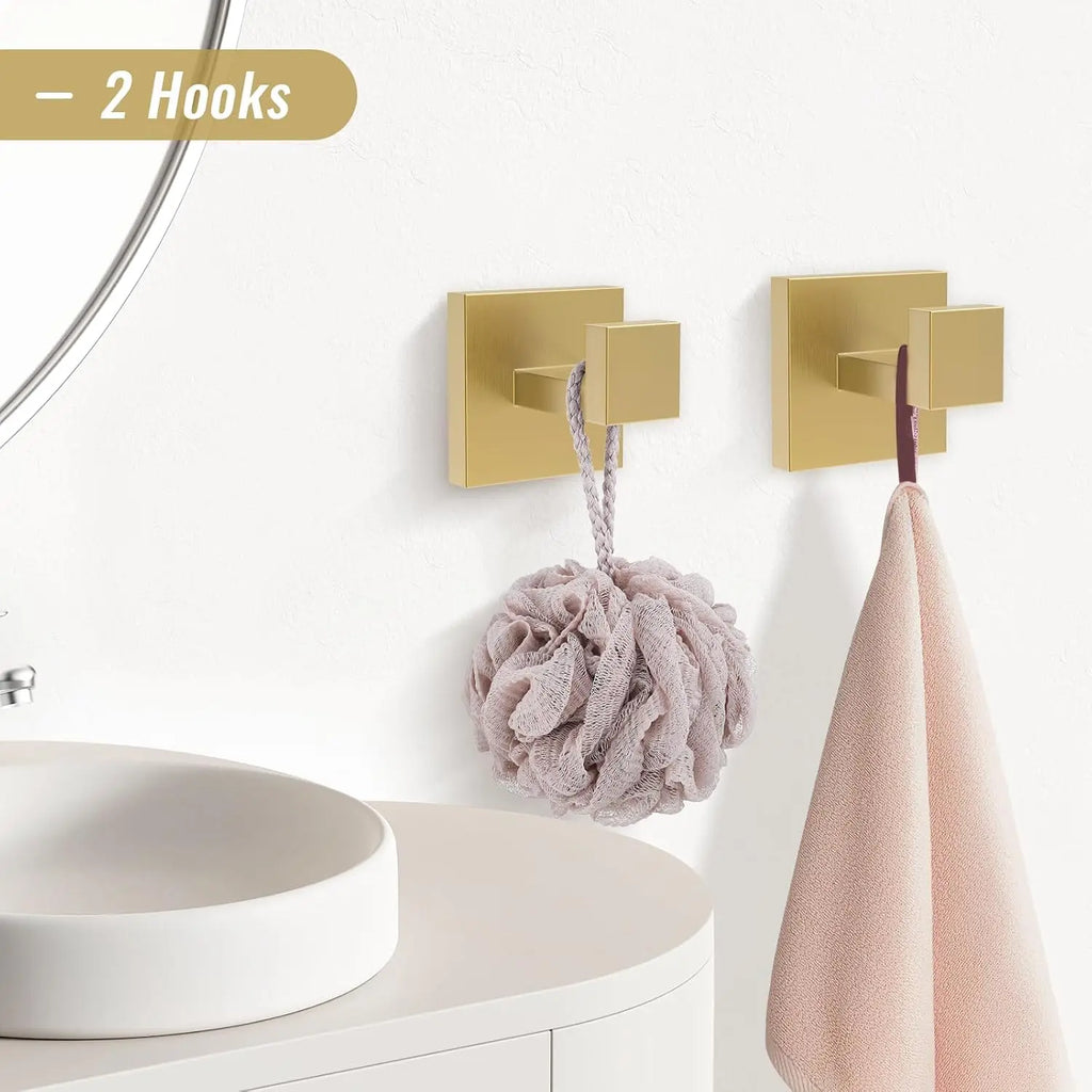 Brushed Gold Bathroom Hardware Accessorie Set 23.6 Inch Towel Bar Set 5-Pieces Towel Rack&Holder Set for Bathroom,Upgraded Toilet Paper Holder with Shelf,Stainless Steel Wall-Mounted
