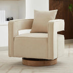 Upholstered Swivel Accent Chair Set of 2 Linen Open Back Barrel Chair with Pillow
