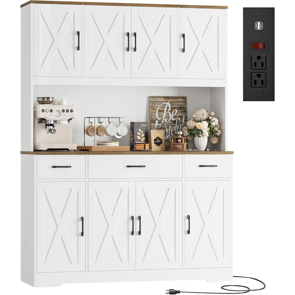 71" Tall Kitchen Pantry Storage Cabinet with Charging Station