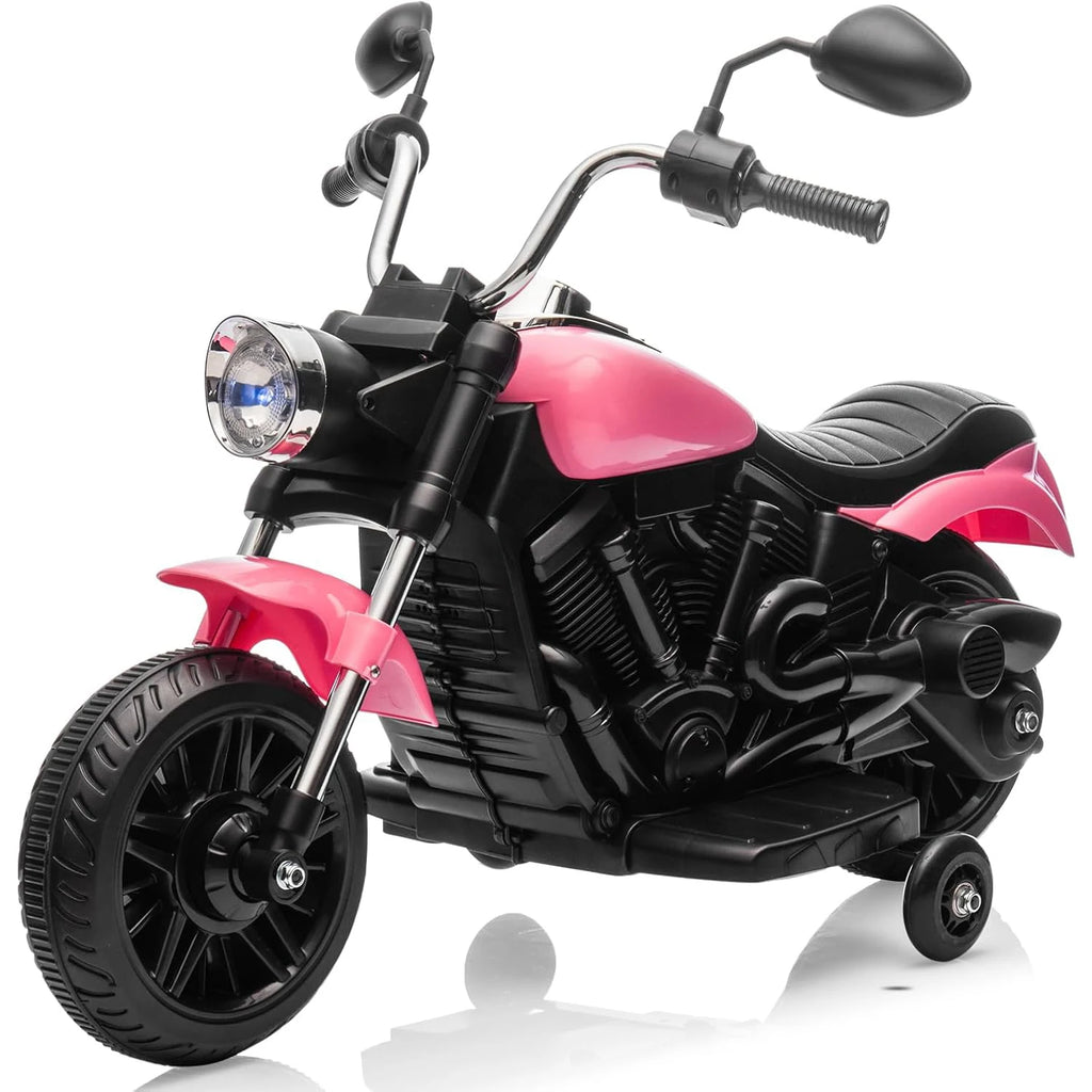 12V Battery Powered Kids Electric Motorcycle 3-Wheel Ride On Toy w/Training Wheels,Reverse,Headlight,Horn,Music,for Toddlers 3-6