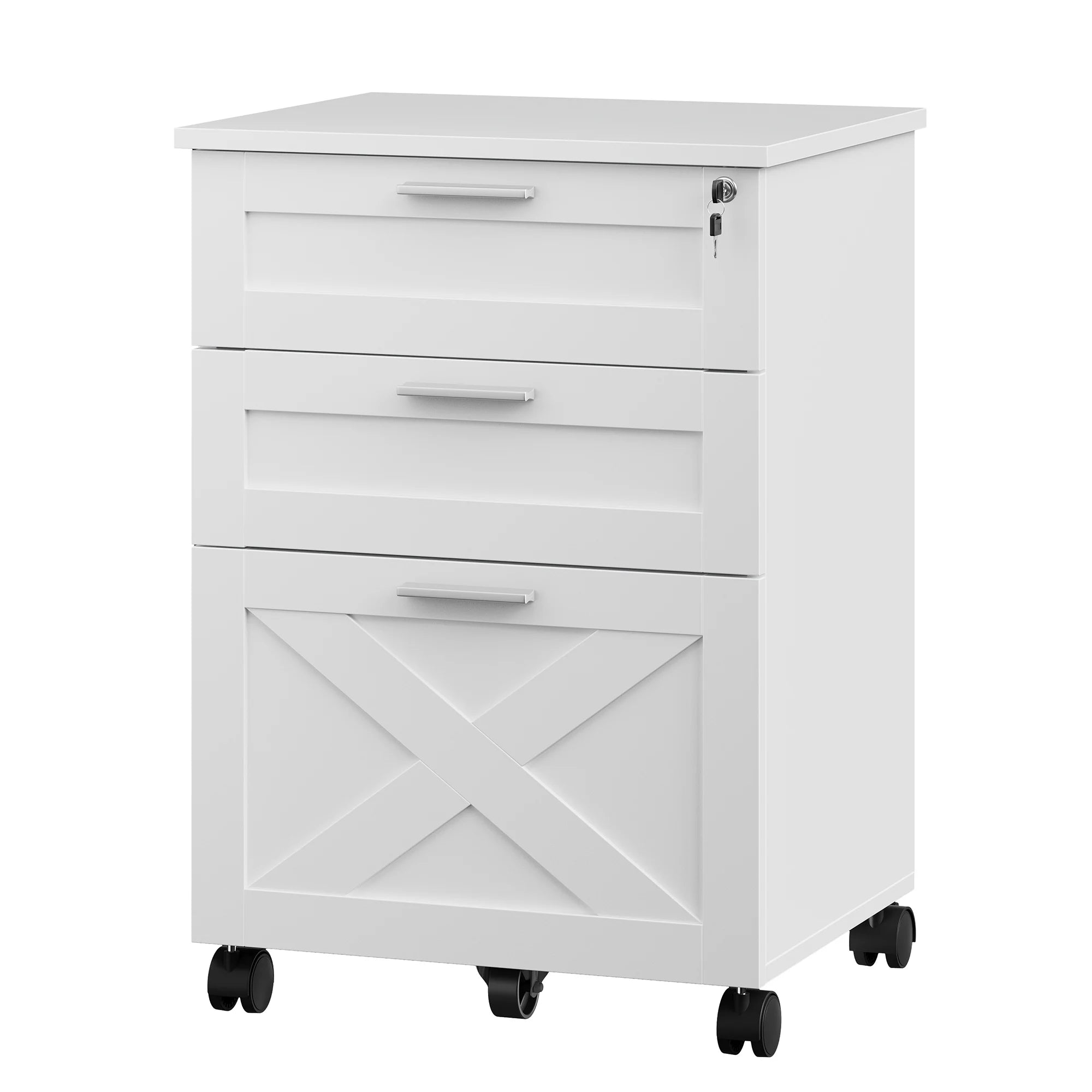 3 Drawer Rolling File Cabinet with Lock & Casters