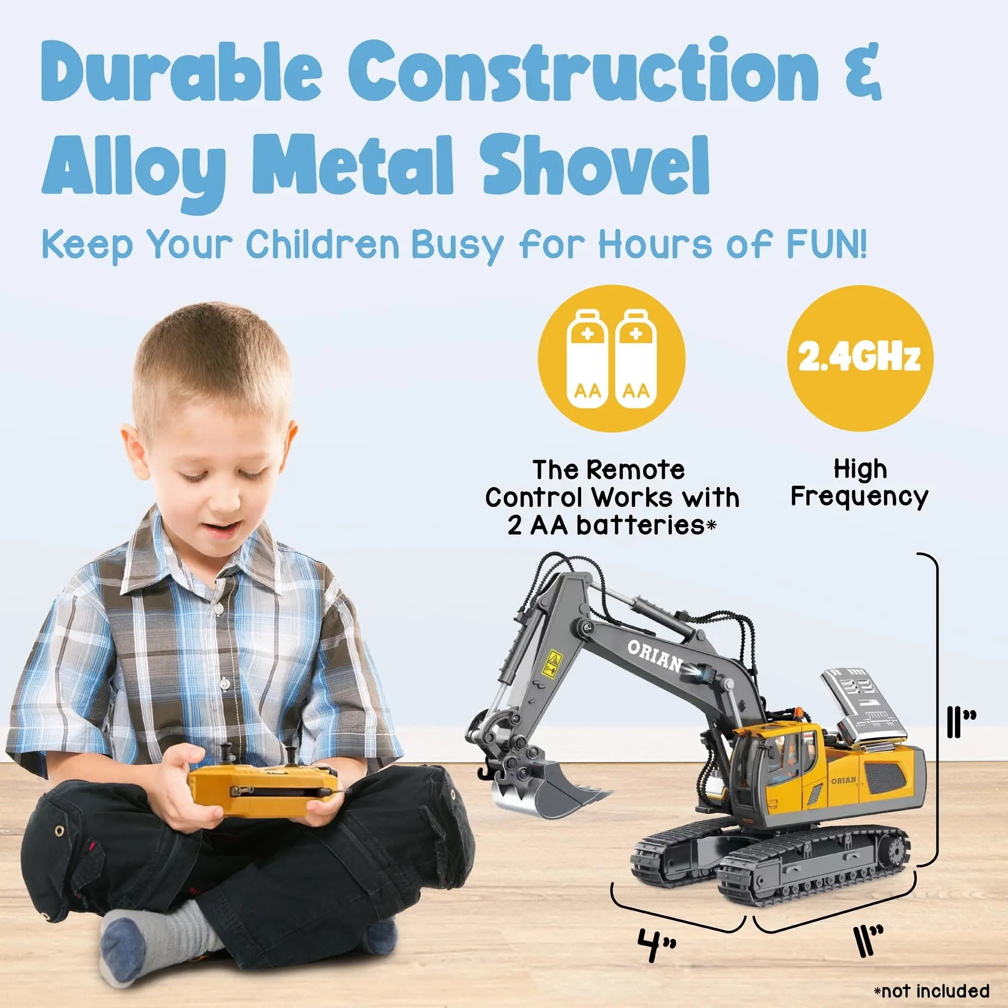 11Channel Remote Control Excavator Alloy and Plastic RC Construction Equipment for Kid