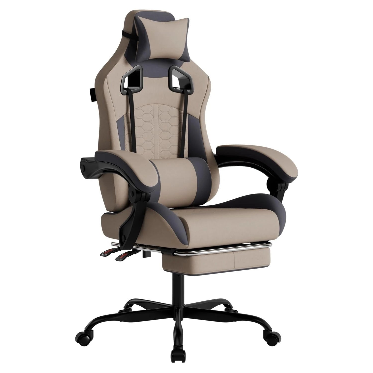 Ergonomic Massage Gaming Chair with Footrest Headrest Lumbar Support High Back Leather 300LBS
