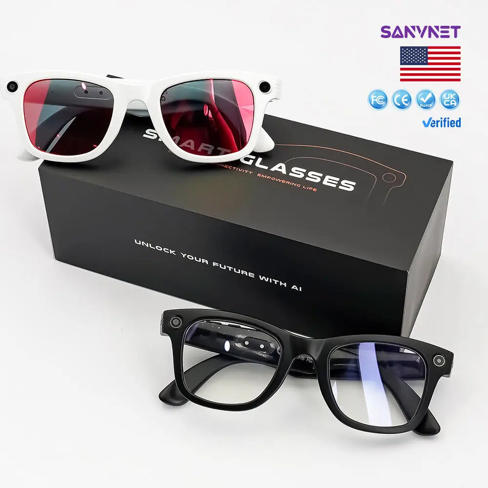 2026 SANVNET GS4 MAX Smart Eyewear 8MP Video Camera Sunglasses Wi-Fi Transfer Audio Record Smart AI Glasses