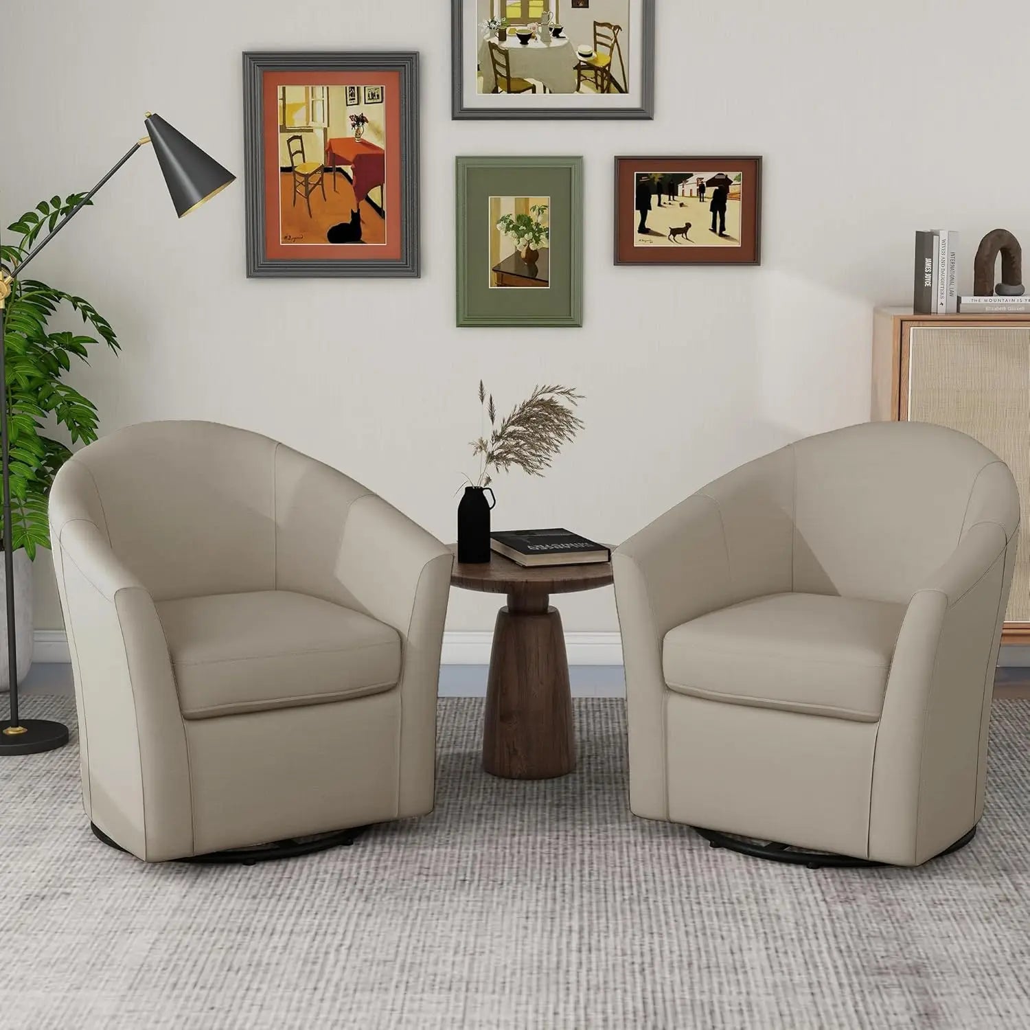 360° Swivel Barrel Accent Chairs Set of 2