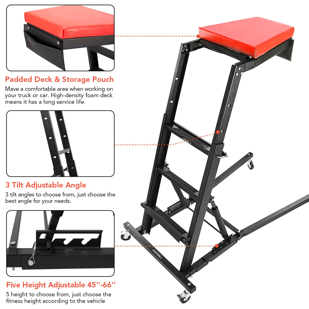 Thick Padded Deck Foldable Car Creeper 400 lbs Capacity