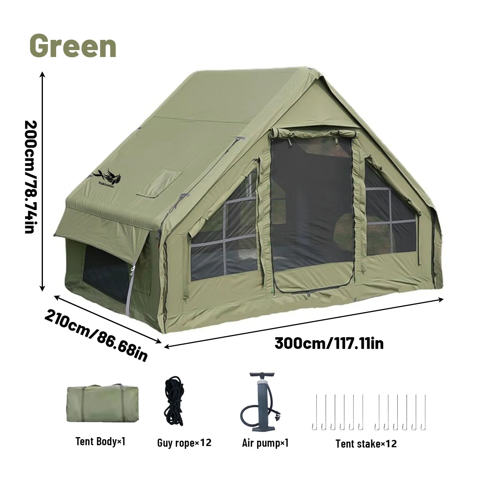 Inflatable Tent With Skylight, Pump, 4-6 Person Outdoor Family Luxury Tent