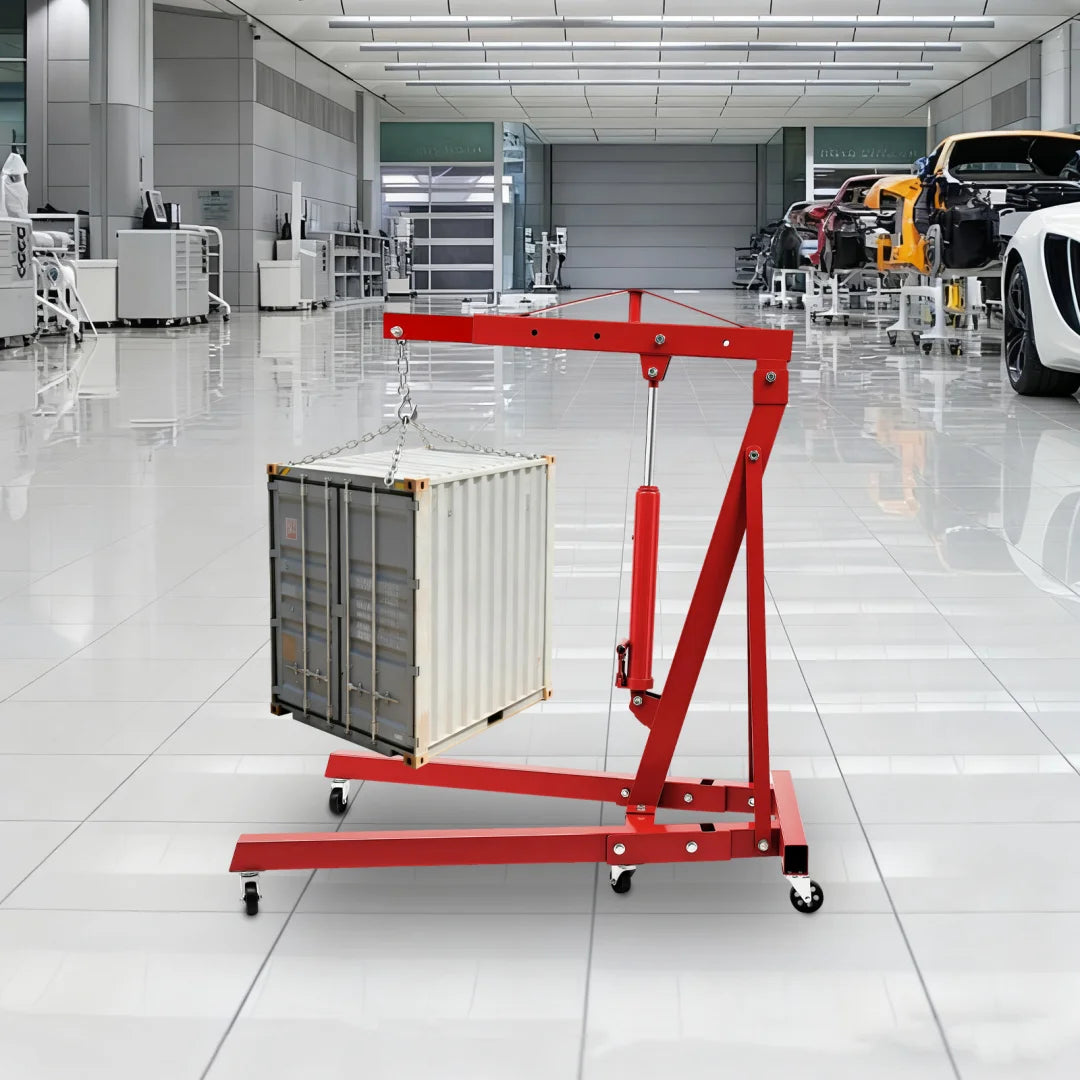 2 Ton Foldable Shop Crane & Hoist | Hydraulic Lift for Engine, Transmission & Axle | Max 6.89ft Height, Heavy Duty Steel Trolley