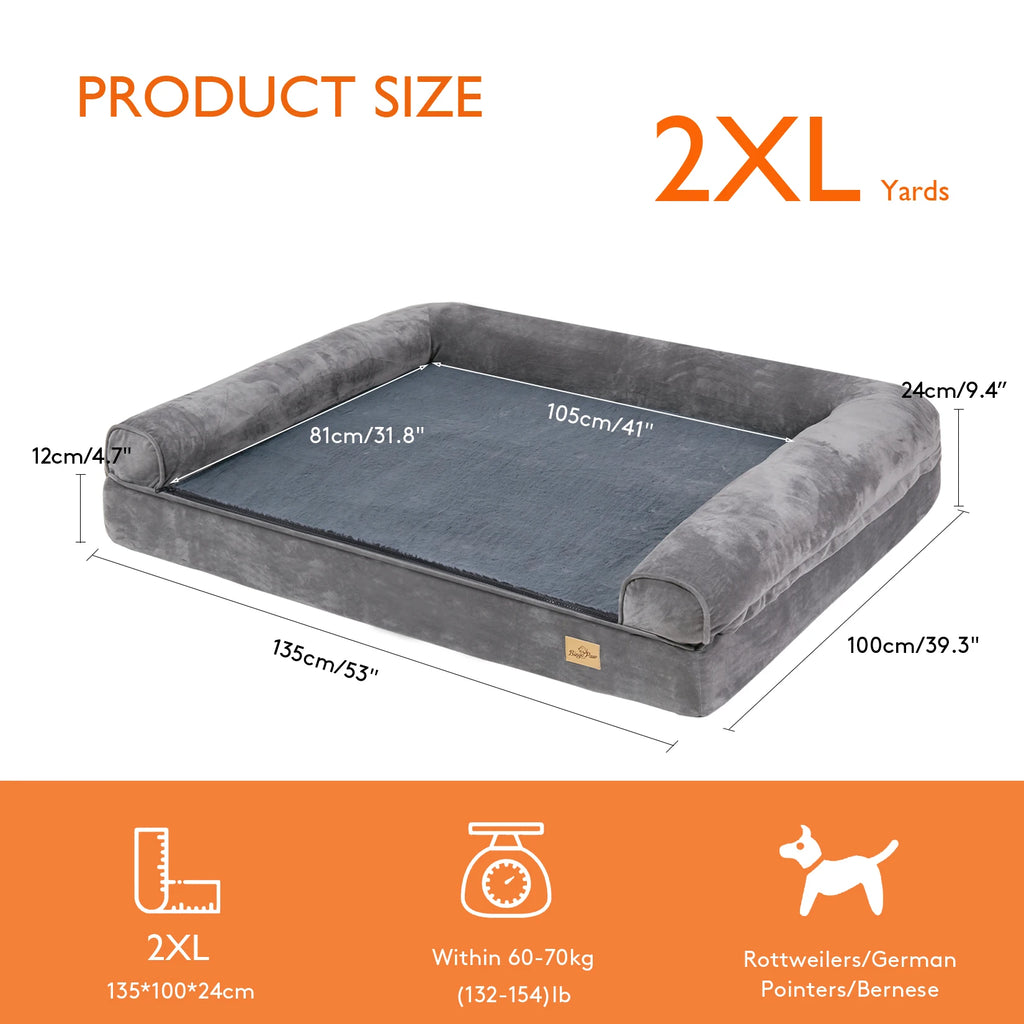 Extra Large Orthopedic Pet Mattress  with Removable Washable Cover Soft Sponge Foam