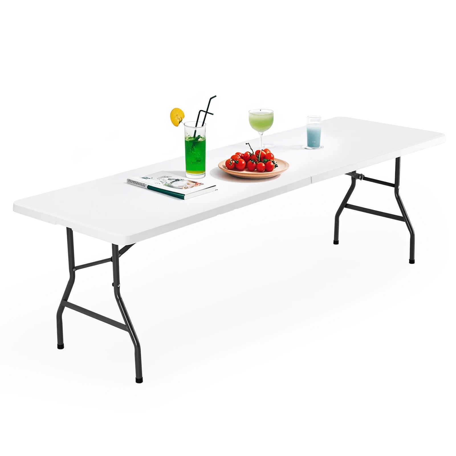 4/6/8 FT Portable Folding Outdoor Indoor Heavy Duty Table with Carrying Handle Safety Lock For Camping Picnic Dining