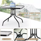 All Weather Outdoor Furniture W/ 30"x30" Table and 4 Stackable Chairs