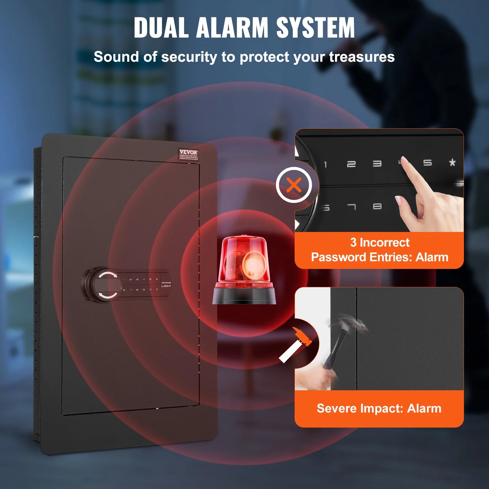 Tall Wall Safe 3/4-Tier Hidden Wall Safe w/ Keypad