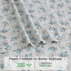 100% Cotton Organic Percale Sheets Size Crisp Cooling Bed Sheets for Hot Sleepers, Deep Pocket 15", Soft Peach Finish