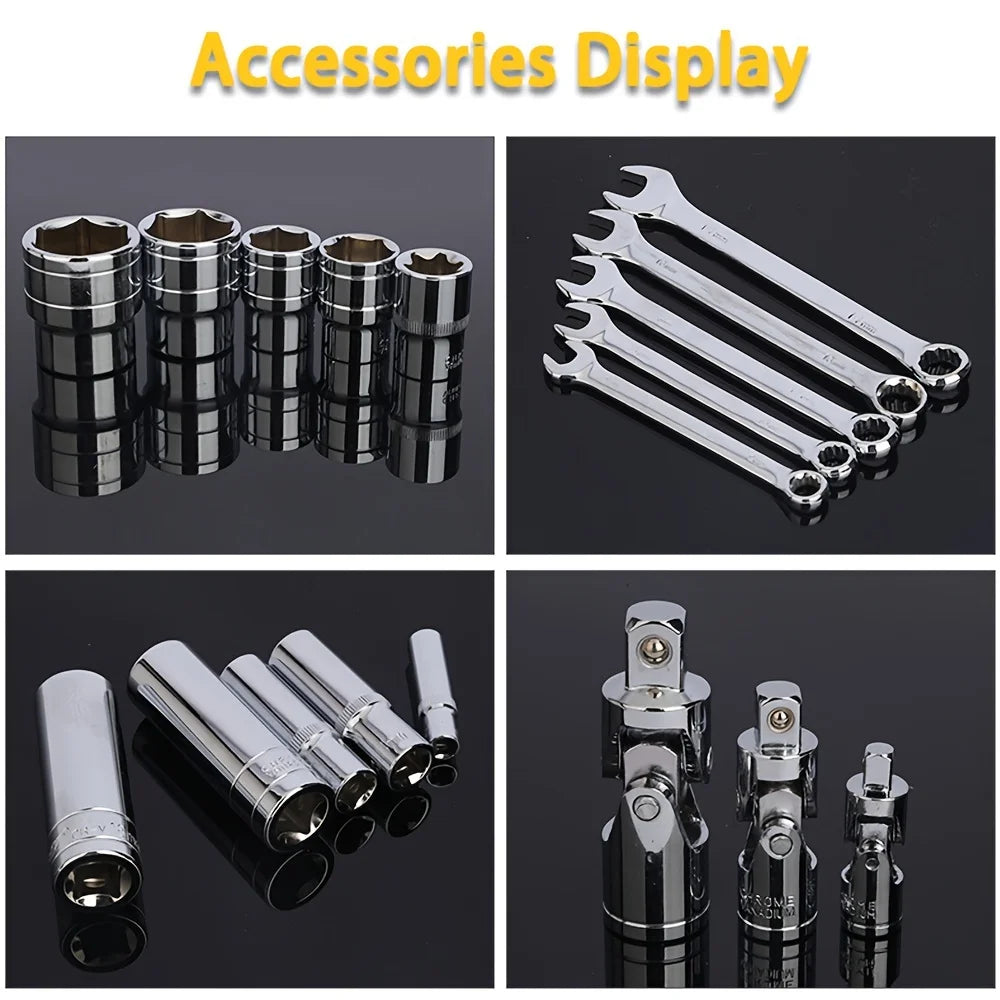 216pcs Impact Socket Set,1/2,1/4,3/8 Inch Drive Ratchet Wrench Set,72 Tooth Ratchet wrench