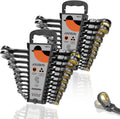 24-Piece Metric & SAE Flex Head Ratcheting Wrench Set, 72 Teeth Cr-V Steel, 180° Rotating Head
