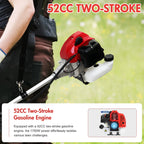 52cc  2-Stroke 4-in-1 Adjustable Straight Shaft Gas Power Weed Eater with 4 Trimmer Heads