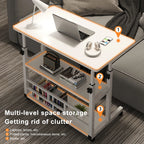 Multi-Layer Standing Height Adjustable Wooden Computer Workstation