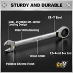 33-Piece Ratchet Wrench Set with SAE & Metric Sizes, 72-Tooth Gear, CR-V Steel, and Organizer Case for Mechanics & DIY