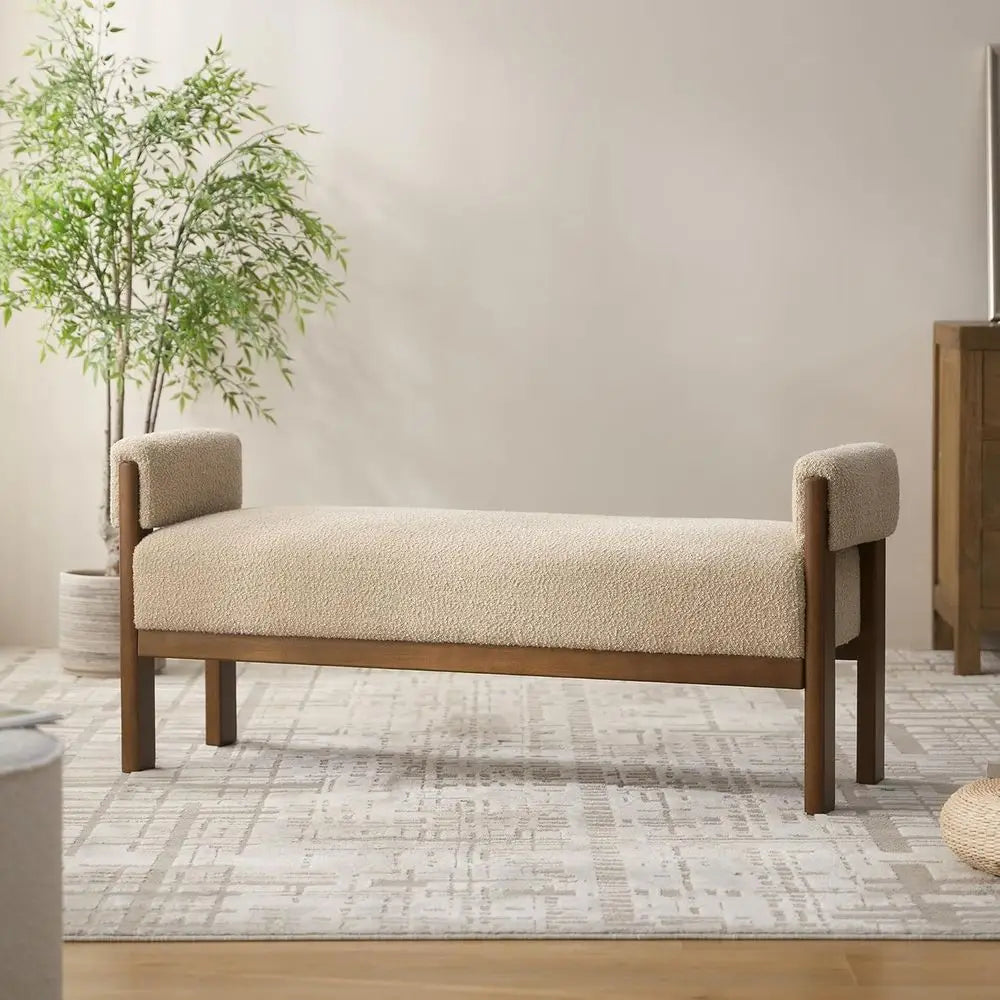 51.8” Modern Upholstered Bedroom Bench with Arms
