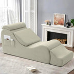 Yoga Chair Lounge for Adult, Ergonomic Chaise Lounge Chair with Side Pocket, Headrest, Waist Pad, Ottoman，Perfect for Stretching