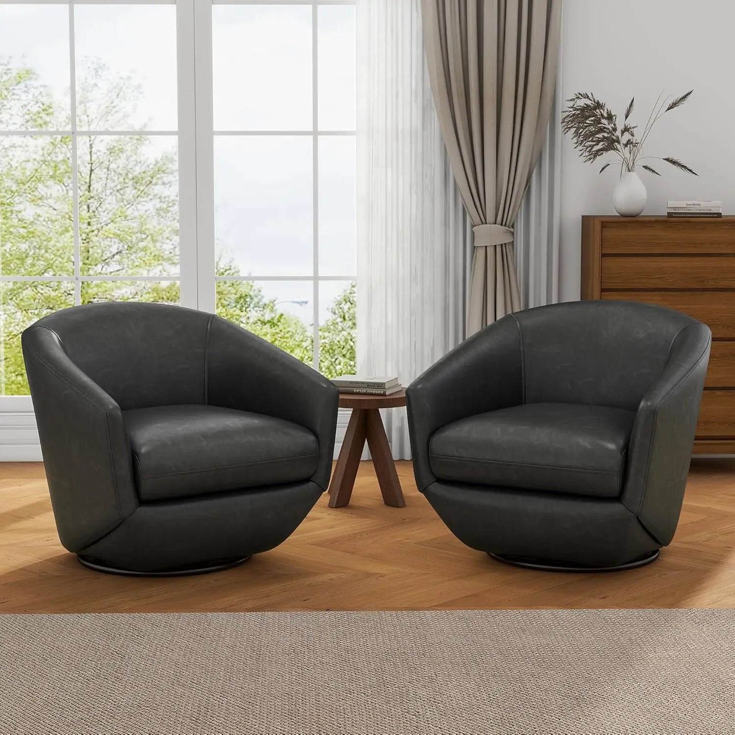 360° Swivel Barrel Accent Chairs Set of 2