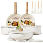 Ceramic Cookware Set, Pots and Pans Set Non Stick with Detachable Handle, RV Kitchen Cooking Set, Induction and Oven Safe, PFAS